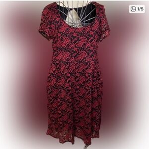 Red lace and black dress